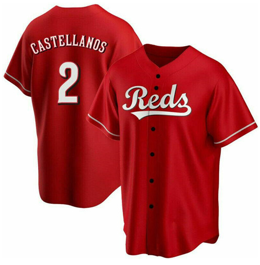 Men's Cincinnati Reds #2 Nick Castellanos Red Cool Base Stitched Baseball Jersey